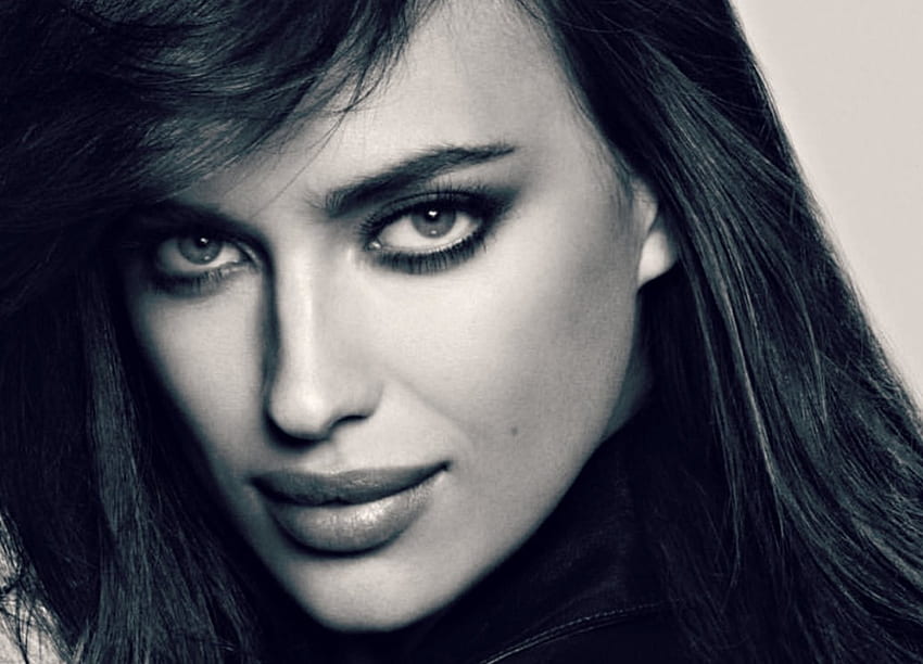 Irina Shayk, weiß, schwarz, Model, bw, Mädchen, Frau, Porträt, Gesicht HD-Hintergrundbild