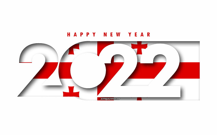 Happy New Year 2022 Georgia, white background, Georgia 2022, Georgia 2022 New Year, 2022 concepts, Georgia, Flag of Georgia HD wallpaper