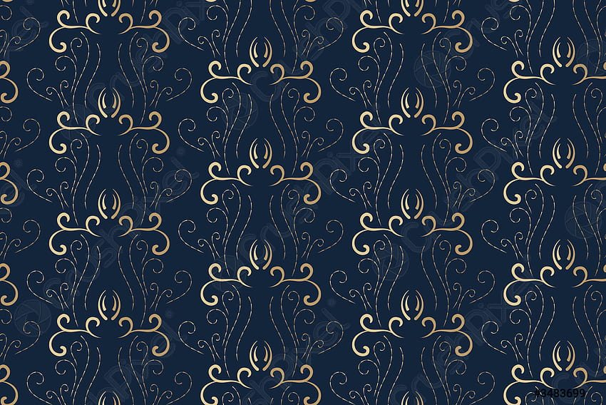 Gold Curl Pattern as Art Deco style Luxury seamless pattern - stock vector, Art Deco Laptop HD wallpaper