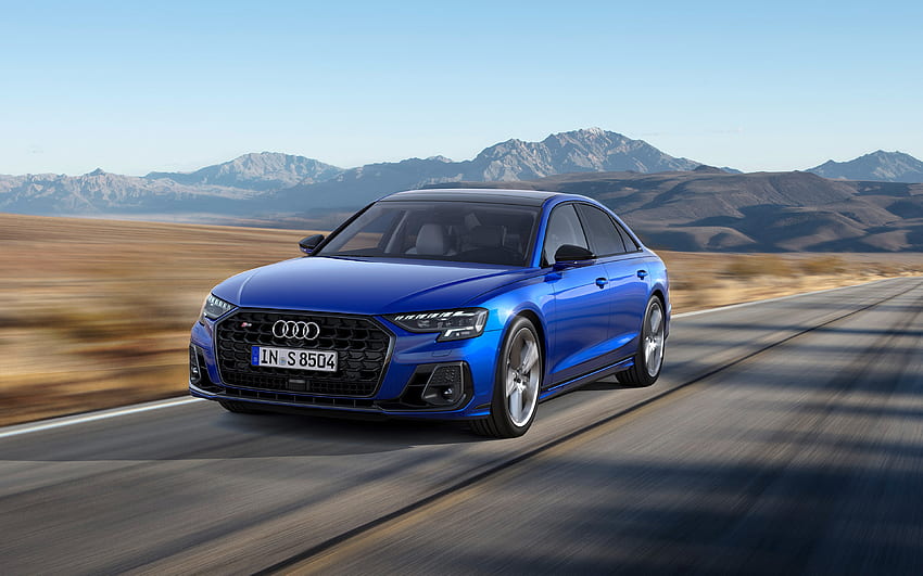 2022, Audi S8, , vista de frente, exterior, azul nuevo S8, sedán azul, automóviles alemanes, Audi fondo de pantalla