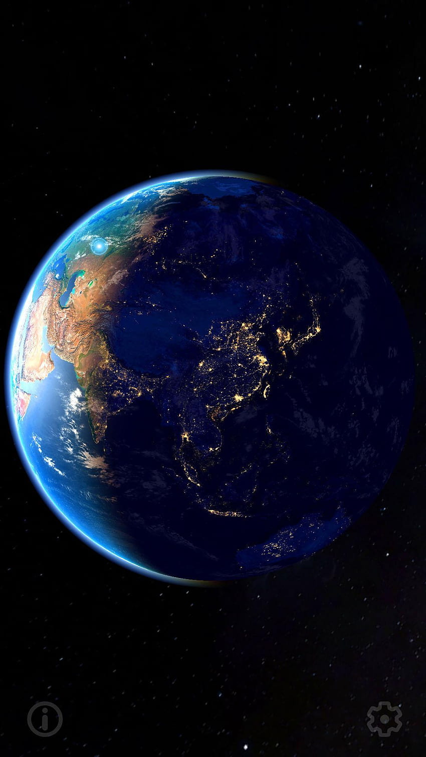 Tierra 3D y Luna Real. Vivir . para Android, Planeta Tierra 3D fondo de pantalla del teléfono
