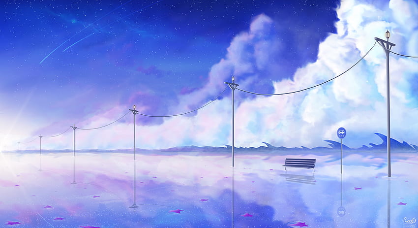 Art, Clouds, Bench, Wires, Wire, Fairy, Fabulous HD wallpaper