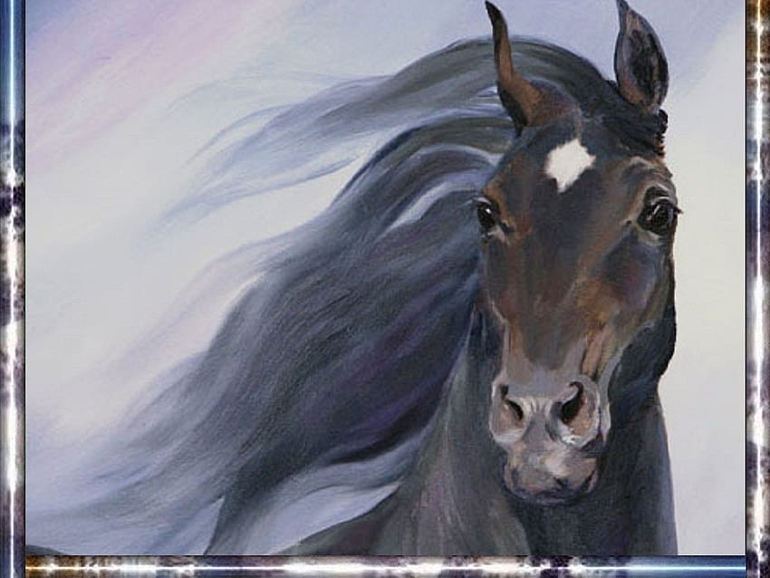 Wild horse, animal, horse, wild, painting HD wallpaper