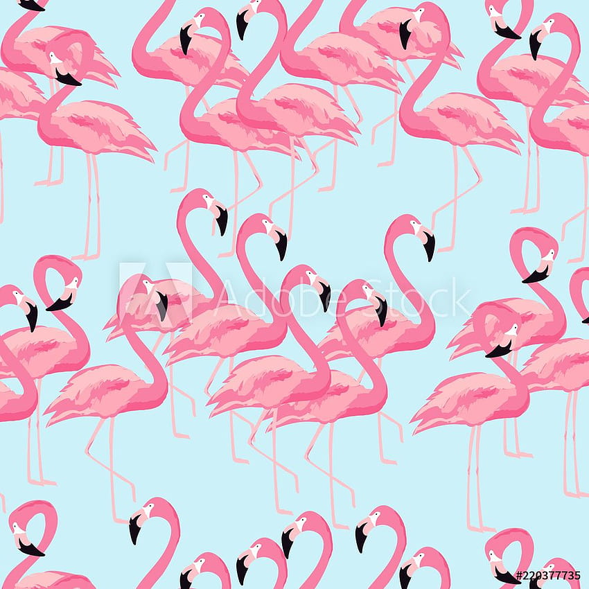Poster Tropical flamingo bird seamless pattern background. Colorful tropical poster design. Flamingos art print. , fabric, textile, wrapping paper vector illustration design HD phone wallpaper