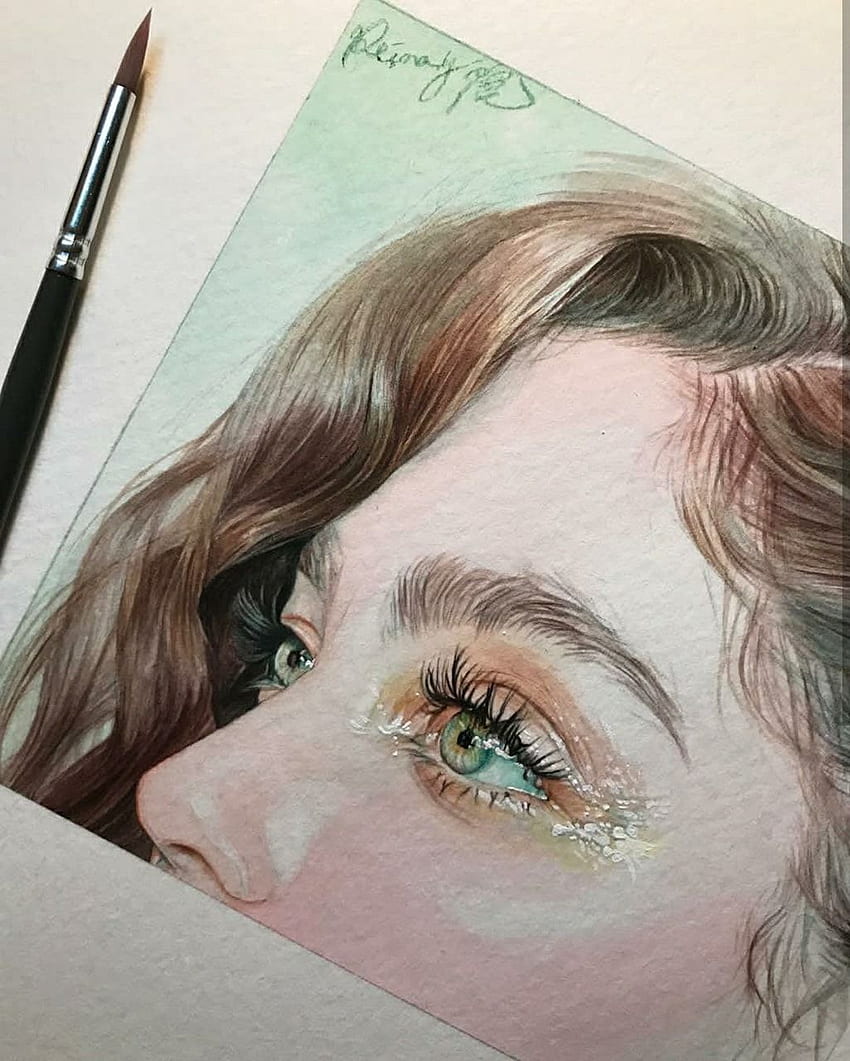 aesthetic drawing with watercolor