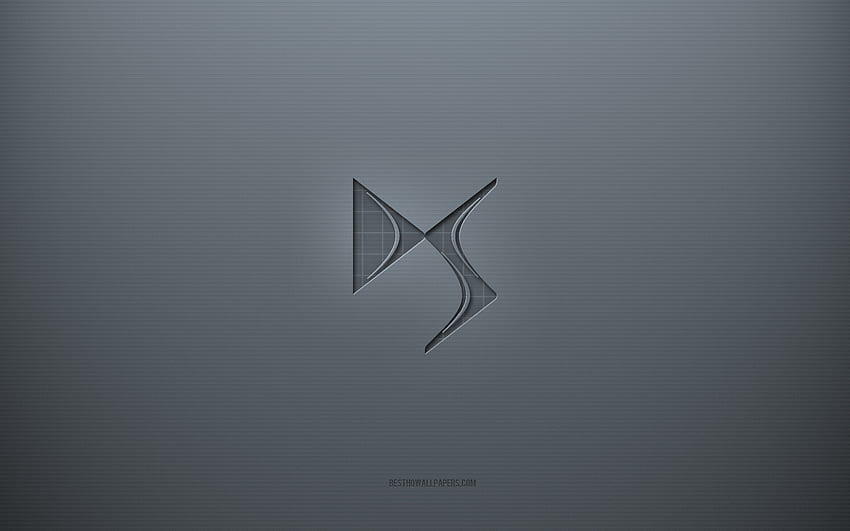 DS logo, gray creative background, DS emblem, gray paper texture, DS, gray background, DS 3d logo HD wallpaper