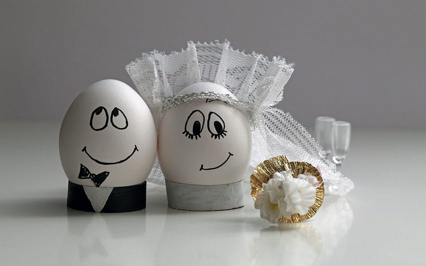 Święta, jajka, Wielkanoc, ślub, para, para, dekoracja Tapeta HD