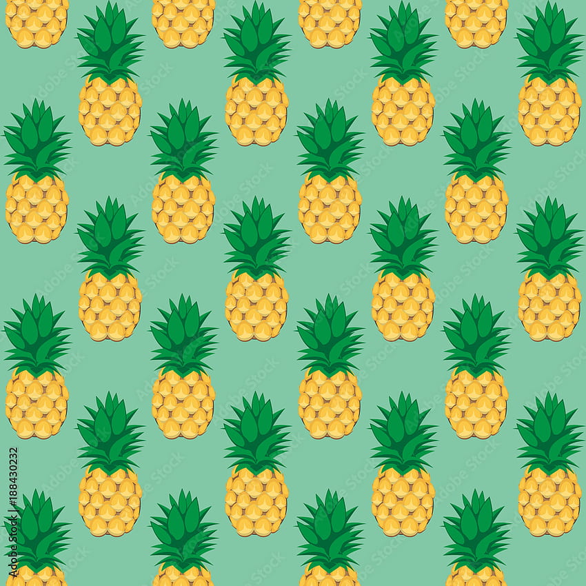 Pineapple Fruit Contour Abstract Seamless Pattern On Green Background. Available In High Resolution Jpeg & Editable Eps, Can Be Used For , Pattern, Web, Graphic & Printing. Stock Vector HD phone wallpaper