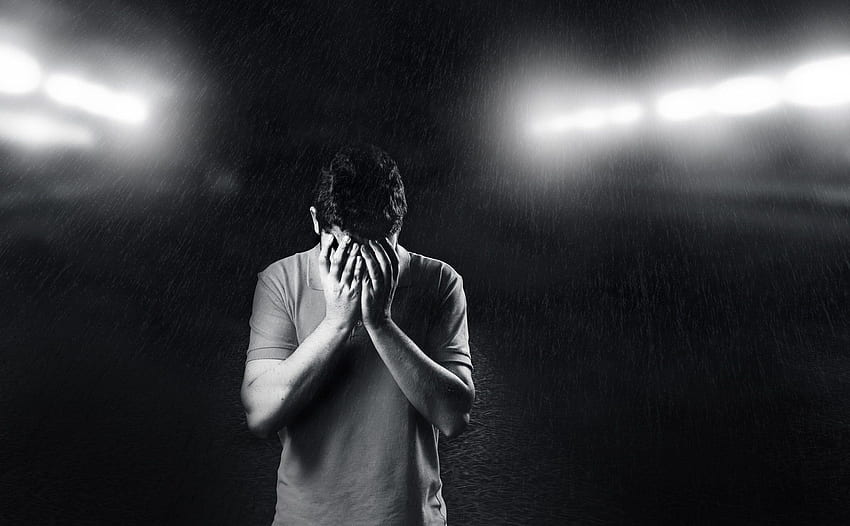 Wirklich trauriger Junge weint im Regen - Männer weinen schwarz HD-Hintergrundbild