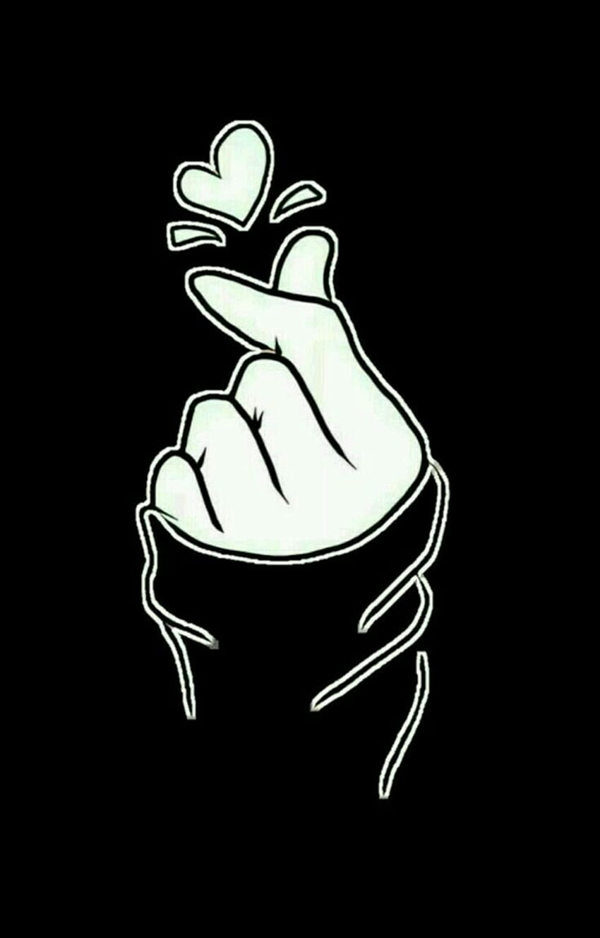 Finger Heart Black, BTS Finger Heart wallpaper ponsel HD