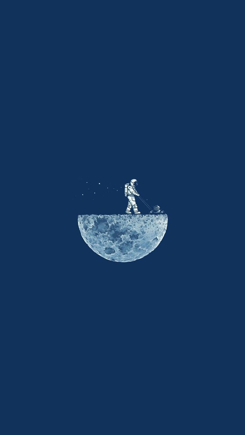 Moon Mow, luna, minimalismo, iphone, astronauta, azul, sistema operativo, minimalista vertical fondo de pantalla del teléfono
