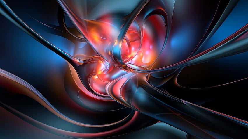 abstract, blue, red, spiral HD wallpaper