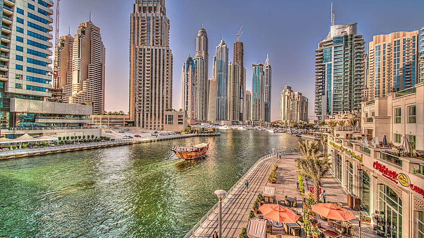 Grattacieli urbani della città di Dubai, skyline di Dubai Sfondo HD