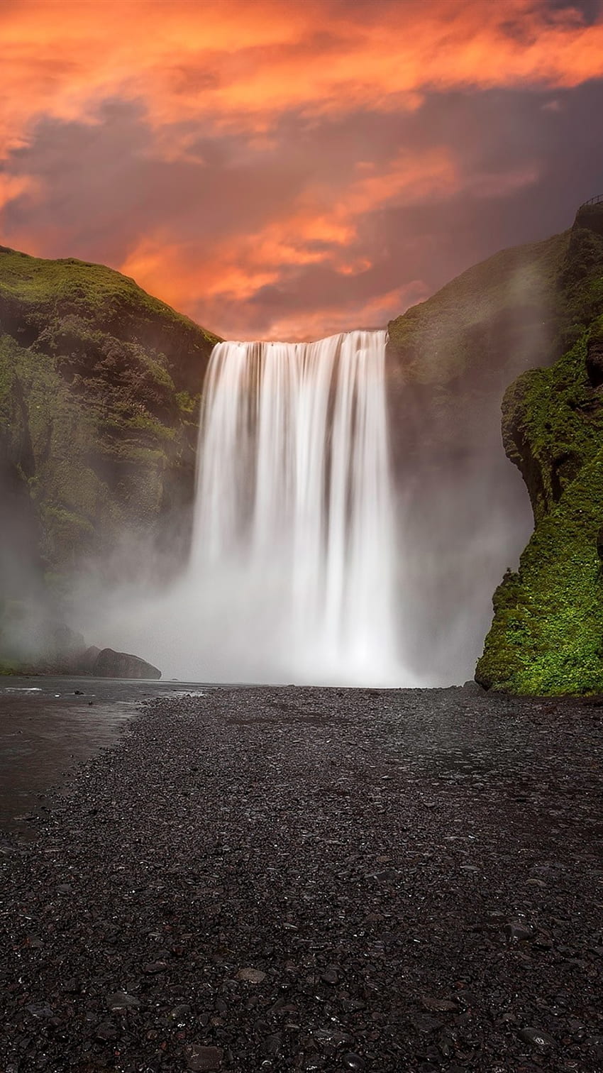 Iceland, Skogafoss, Beautiful Waterfalls IPhone 8 7 6 6S , Background HD phone wallpaper