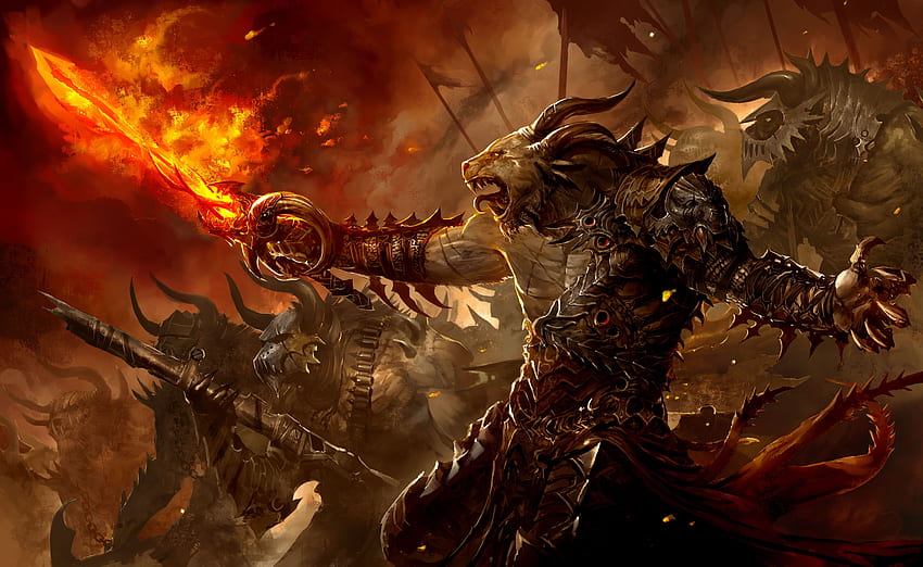 Minotaur warrior digital , Guild Wars 2, Guild Wars HD wallpaper