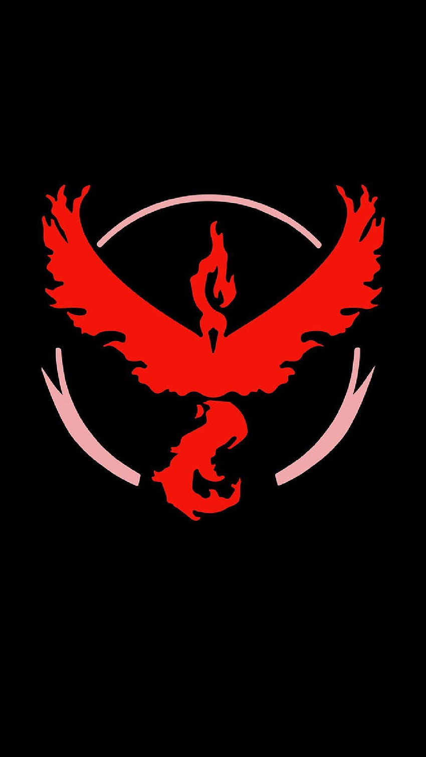 Pokemon Go Team Tapferkeit schwarz rotes Logo iPhone, roter Pokeball HD-Handy-Hintergrundbild