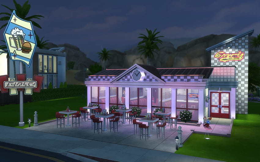 My crack at a retro diner: The Oasis Diner : thesims HD wallpaper