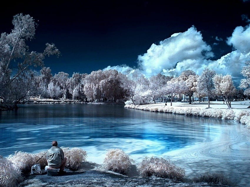 Blue Lake, blue, , beautiful, mixed, lake HD wallpaper