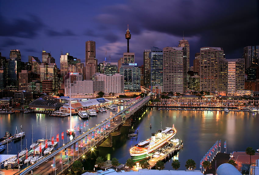 Darling Harbour Sydney NSW Australien., Skyline von Sydney HD-Hintergrundbild