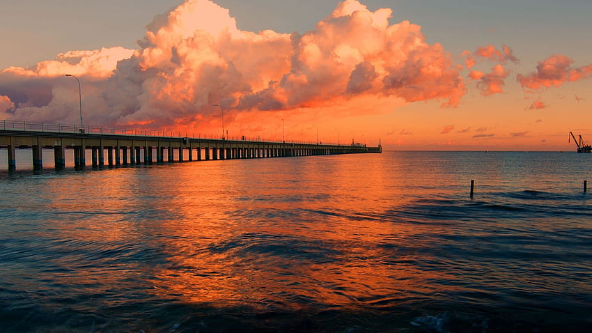 dock, pier, sea, sunset full , tv HD wallpaper