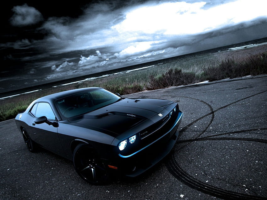 Drift Dodge Challenger negro fondo de pantalla