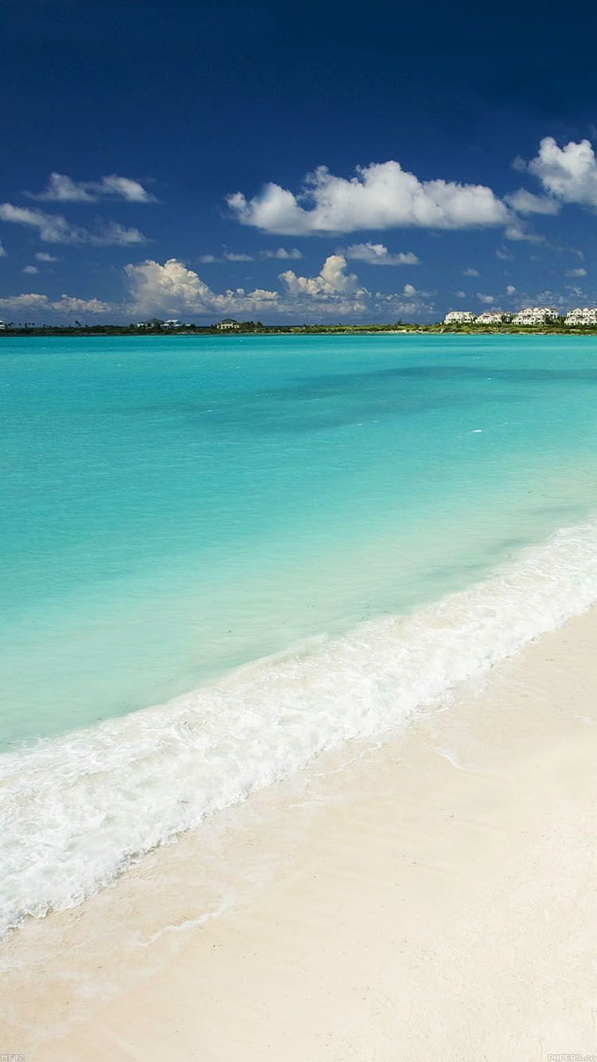iPhone 6 - 아침 잔잔한 해변 반짝이는 바다 전망 HD 전화 배경 화면