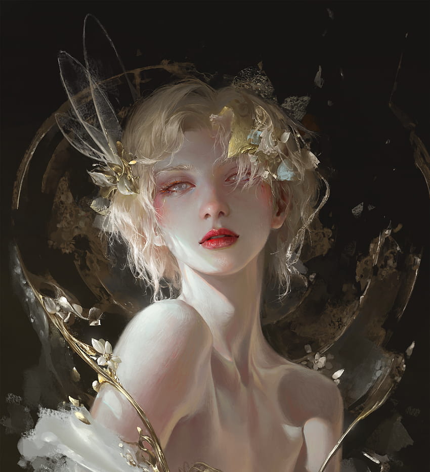Beautiful fairy, blonde & beautiful, art, fantasy HD phone wallpaper
