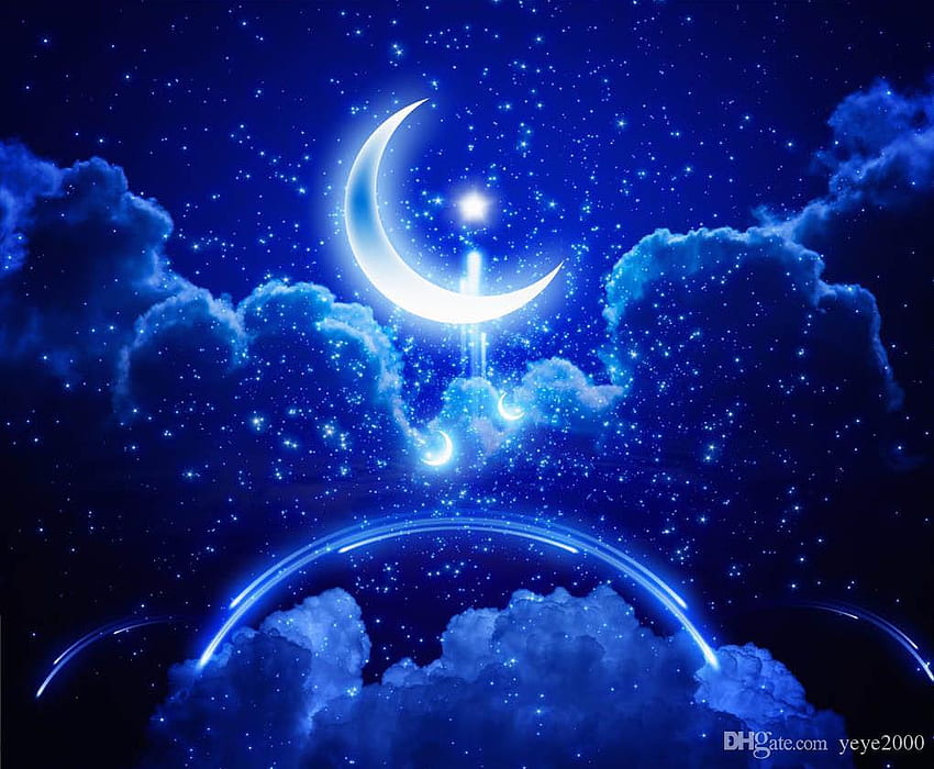 Europäische Decke Fantasy Blue Moon Decke Himmlisch, 3D Himmlisch HD-Hintergrundbild