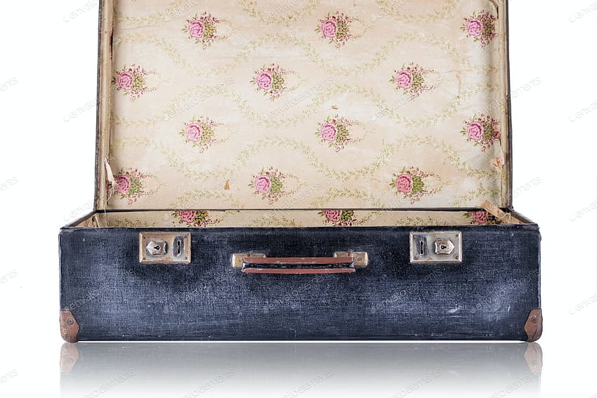 Open black vintage suitcase by Alexlukin on Envato Elements HD wallpaper