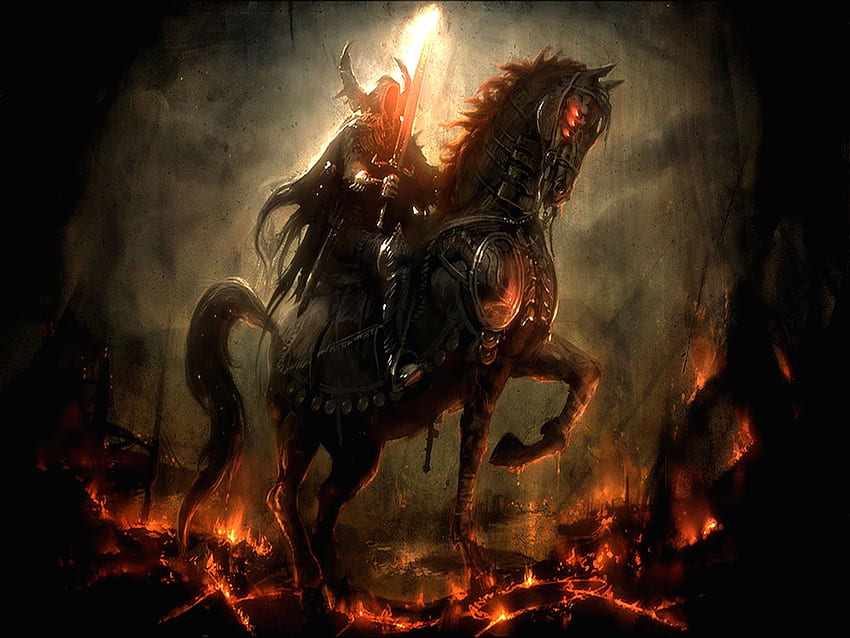 Evil Warrior Fire Horse Dark, Inferno Warrior Sfondo HD