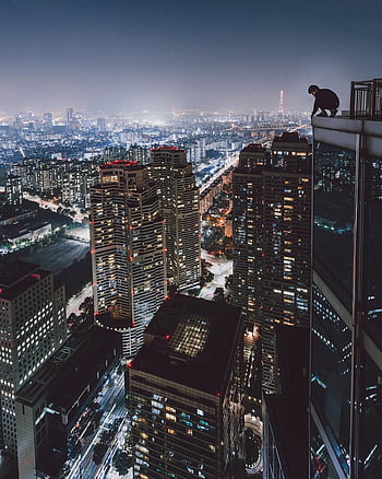 Anime rooftop city HD wallpapers | Pxfuel