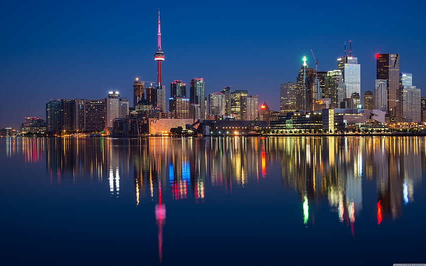 Финансов квартал Торонто през нощта ❤ HD тапет