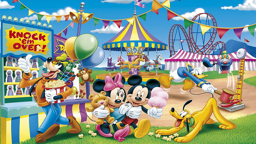 Goofy Mickey Mouse At The Fun Fair, Funfair HD wallpaper