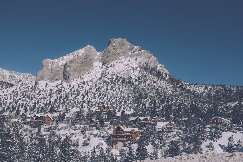 Nature, Houses, Mountains, Snow, Vertex, Top, Relaxation, Rest HD wallpaper