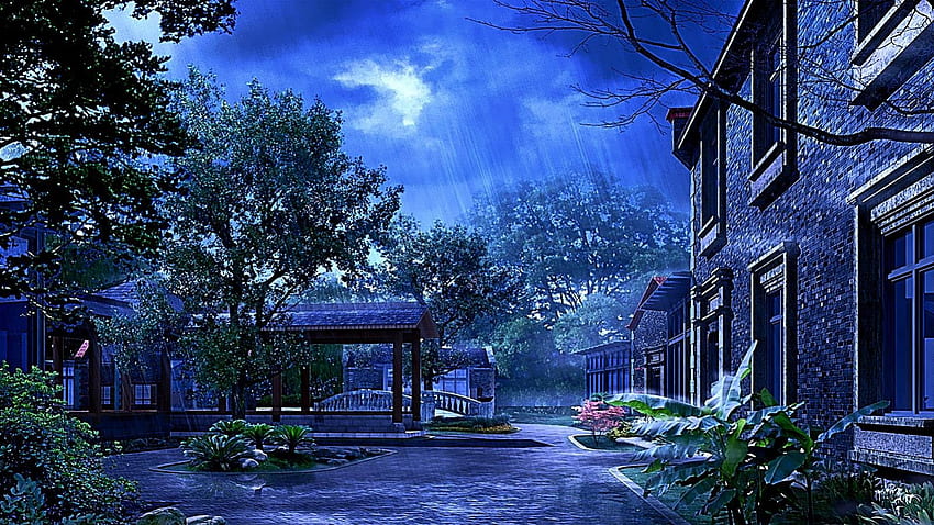 Rhythm_Of_Rain, trees, sky, flowers, homes HD wallpaper
