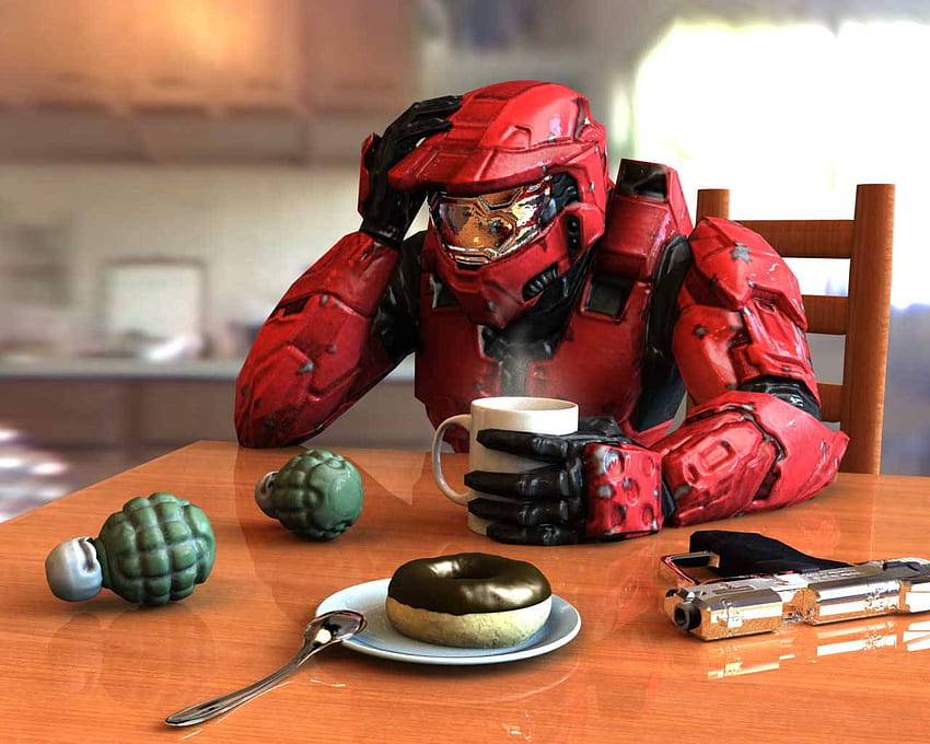 halo breakfast, military, red, video games, halo, funny, war HD wallpaper
