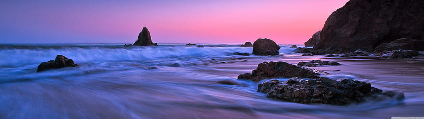 Purple Sunset Light Ultra Background за: Мултидисплей, Два монитора: Таблет: Смартфон, 5120x1440 Лилав HD тапет