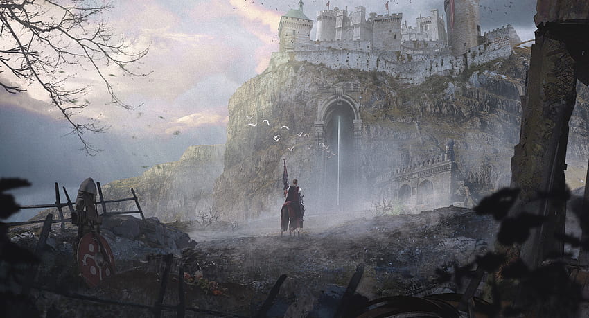 Fantasy, knight, art, castle HD wallpaper