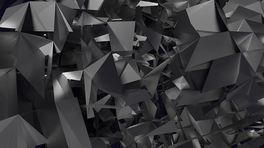 graue und schwarze Prismenillustration, digitale Graustufen HD-Hintergrundbild