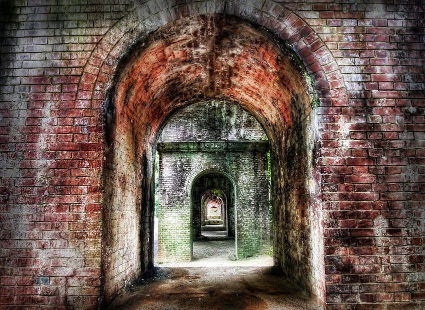 Endloser Tunnel, Tunnel, Grafik, endlos, Ruinen HD-Hintergrundbild