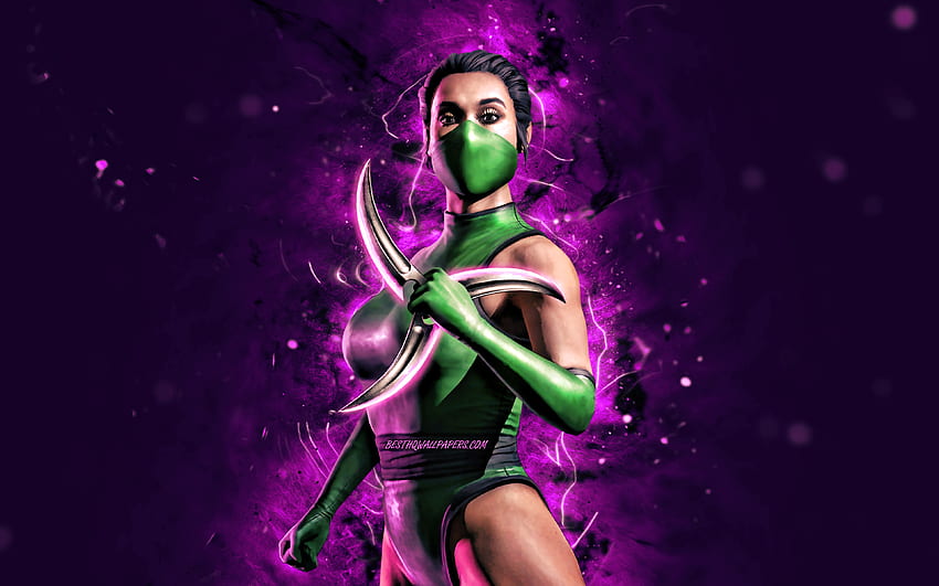 Clássico Jade, roxo neon lights, Mortal Kombat Mobile, jogos de luta, MK Mobile, criativo, Mortal Kombat, Classic Jade Mortal Kombat papel de parede HD
