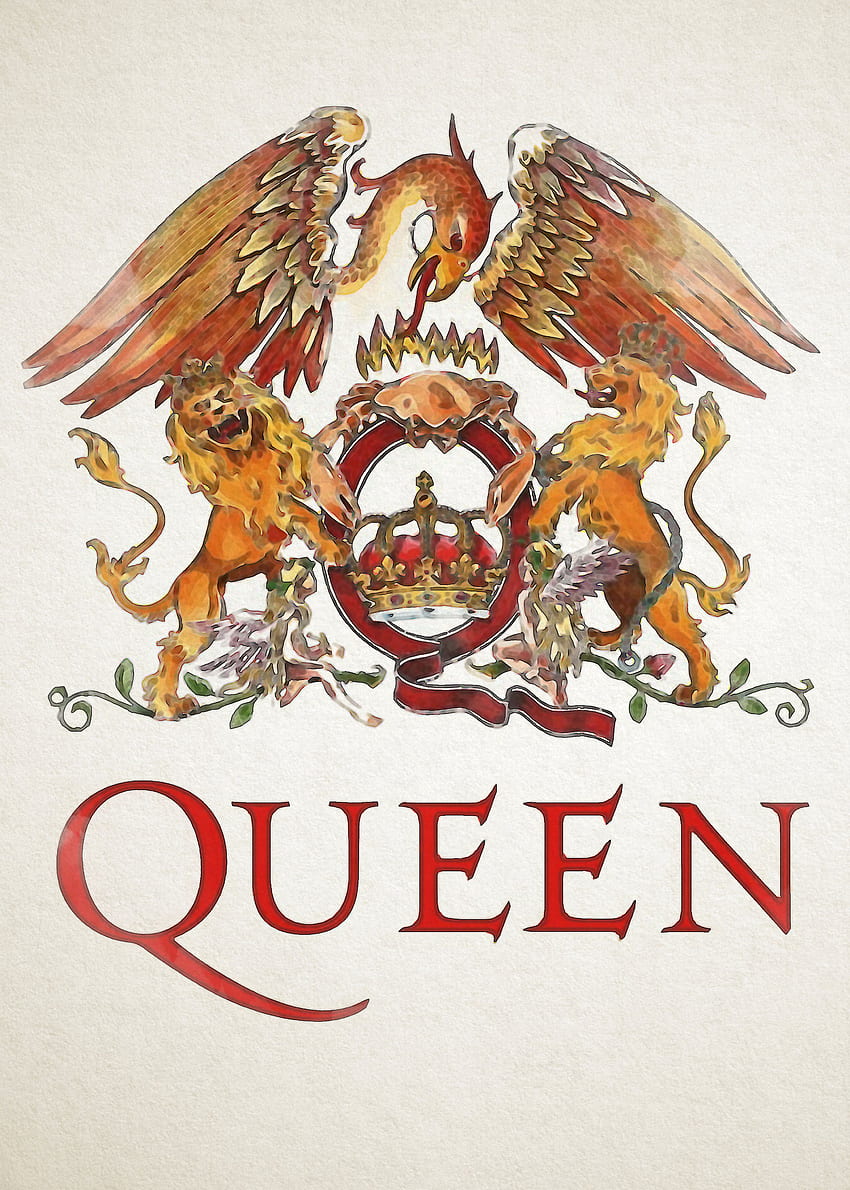 Stampa del poster artistico del testo del logo della regina. manifesti in metallo. Banda regina Sfondo del telefono HD