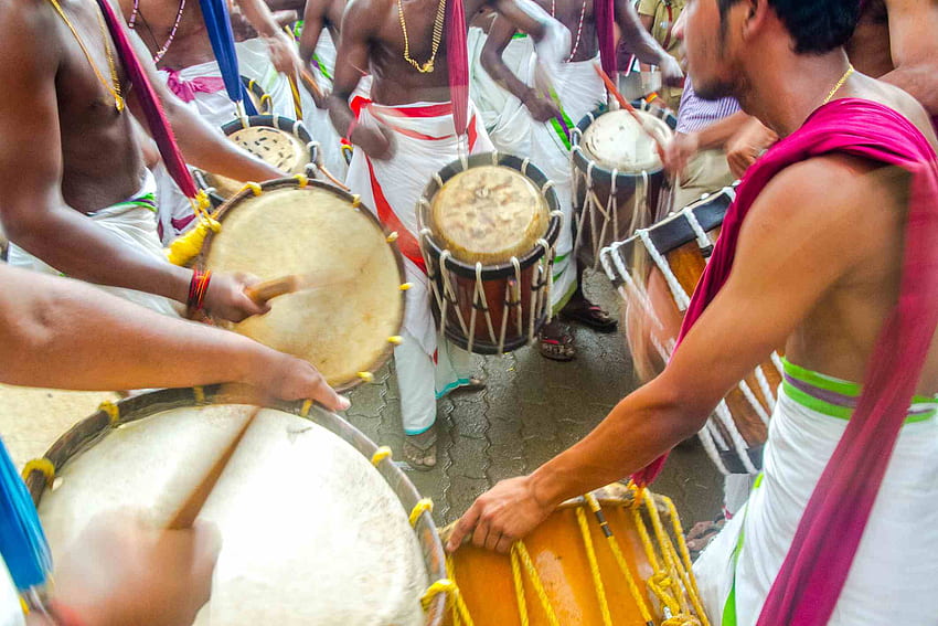 Colorido del Festival Onam de Kerala, Chenda fondo de pantalla
