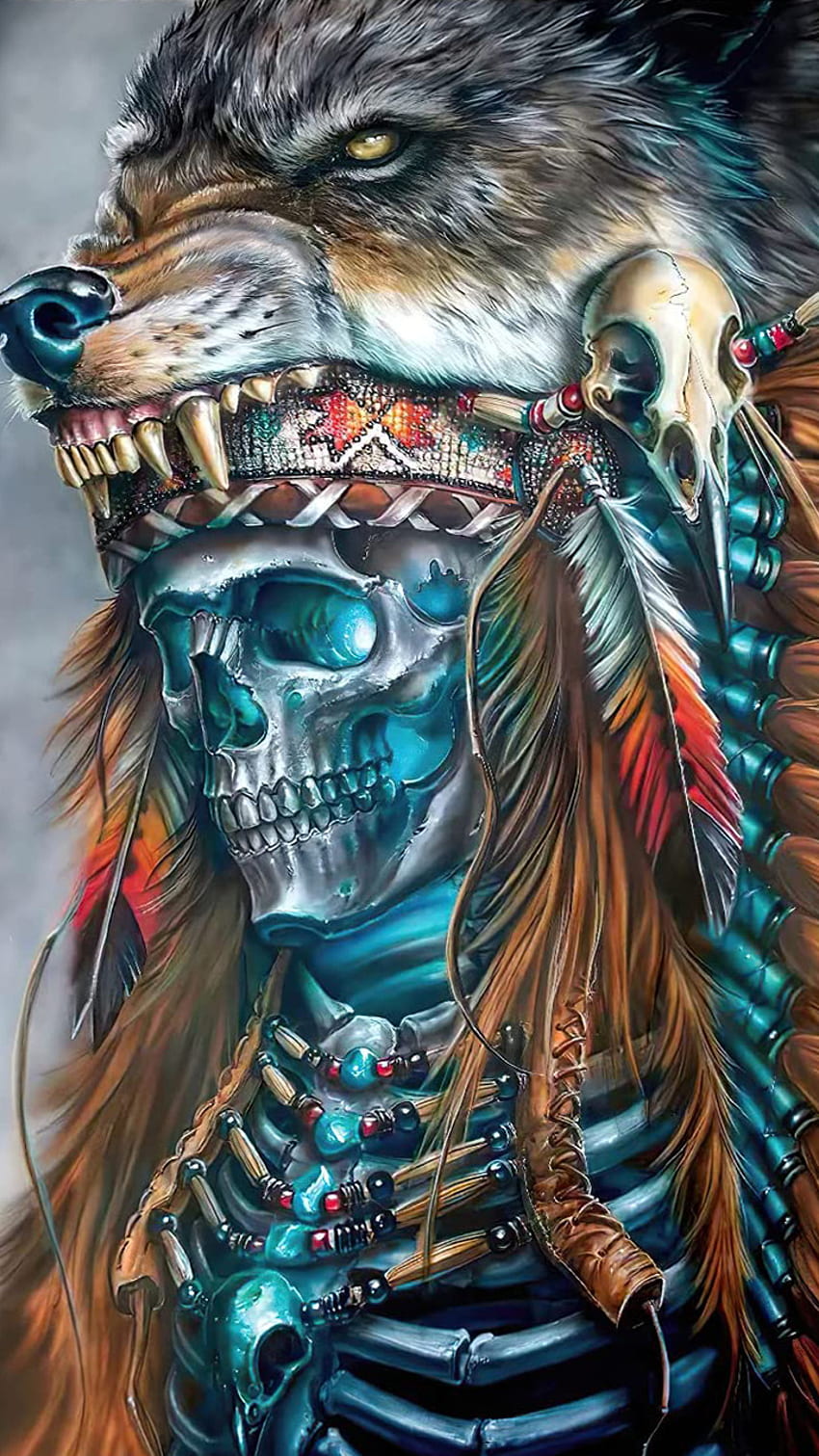 Skull, wolf, indiana HD phone wallpaper