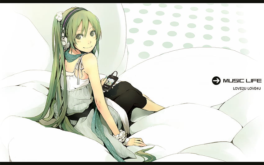 Hatsune Miku, white, black, vocaloids, anime, pillows, ipod HD wallpaper