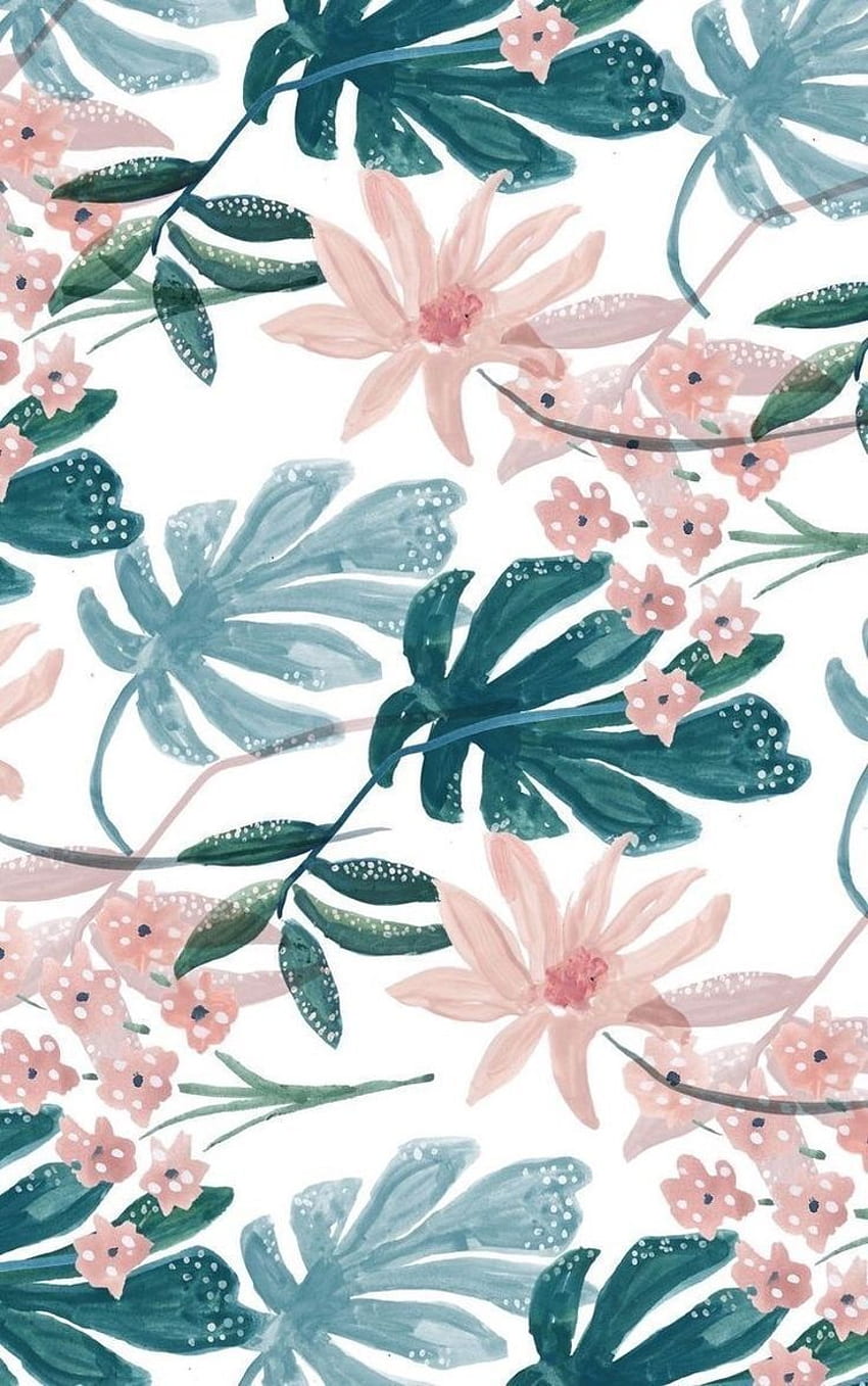 Padrão de folha e flor!. Tumblr de lindas flores tropicais Papel de parede de celular HD