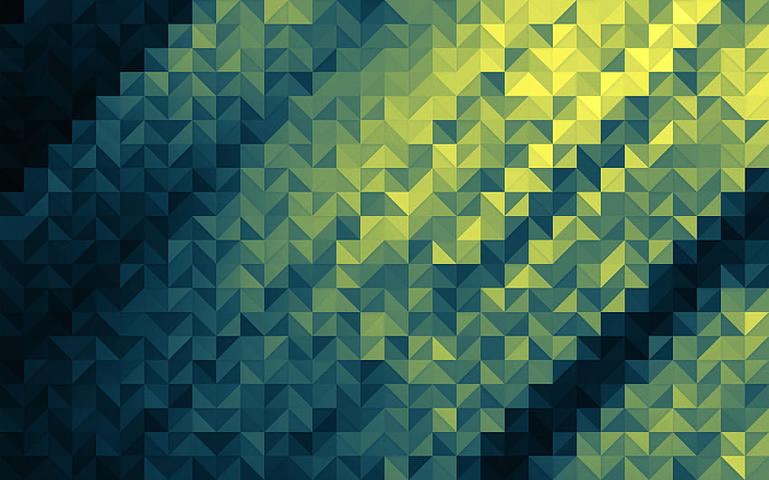 ポリゴン 暗い三角形の背景 緑のパターン 高画質の壁紙
