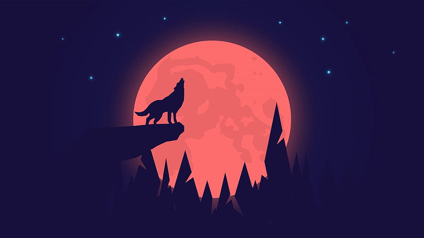 Melolong Wolf Night Moon Wallpaper HD