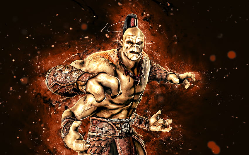 Goro, , braune Neonlichter, Mortal Kombat Mobile, Kampfspiele, MK Mobile, kreativ, Mortal Kombat, Goro Mortal Kombat HD-Hintergrundbild