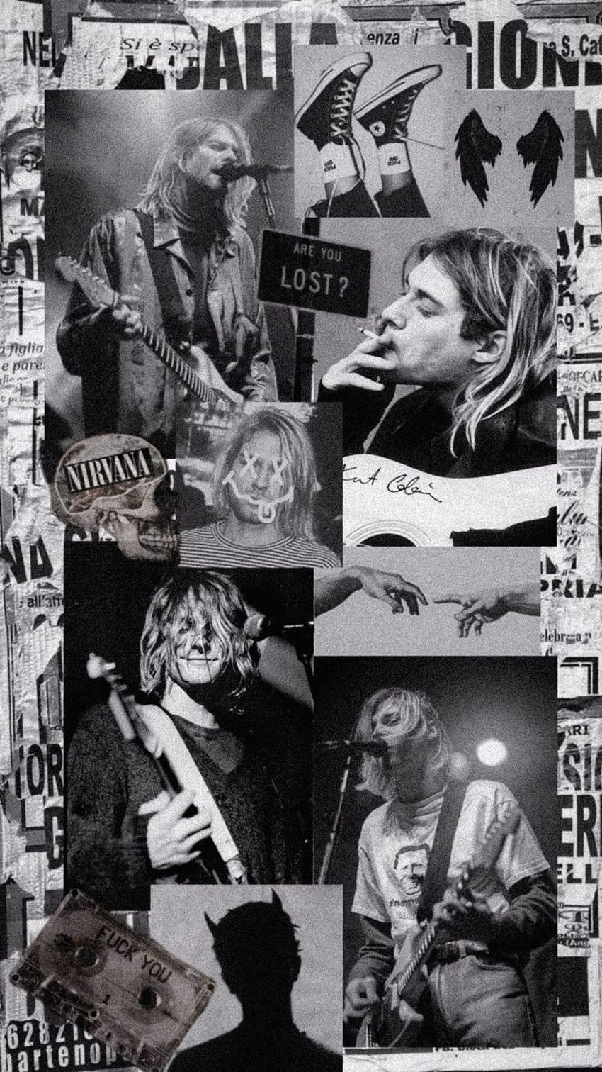 Estetica di Kurt Cobain in bianco e nero. Nirvana, Nirvana, poster dei Nirvana, estetica dei Nirvana Sfondo del telefono HD